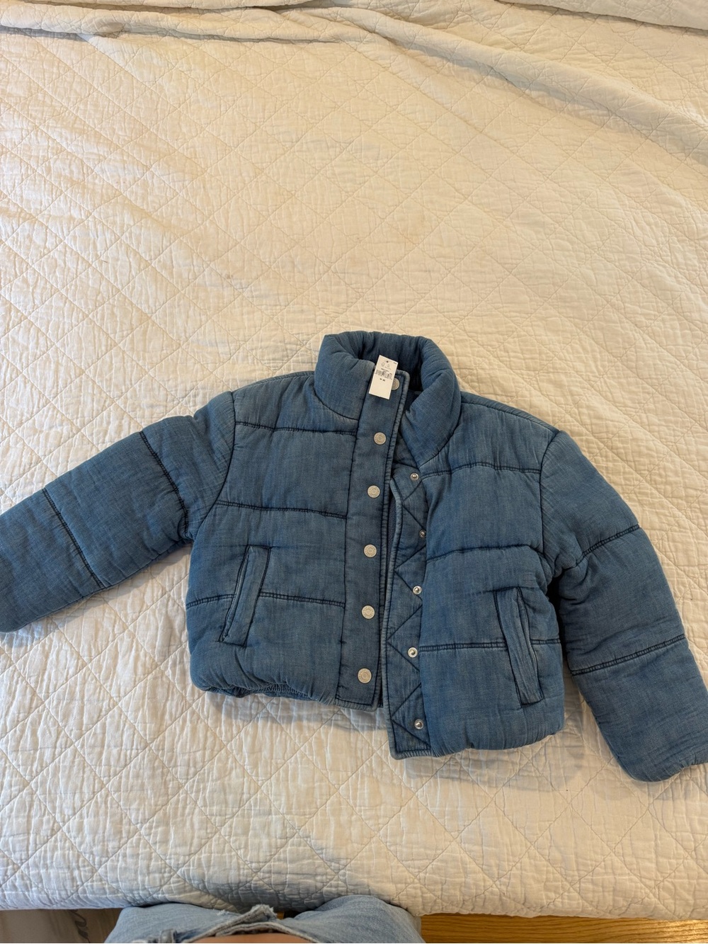 Girls gap denim puffer jacket NWT